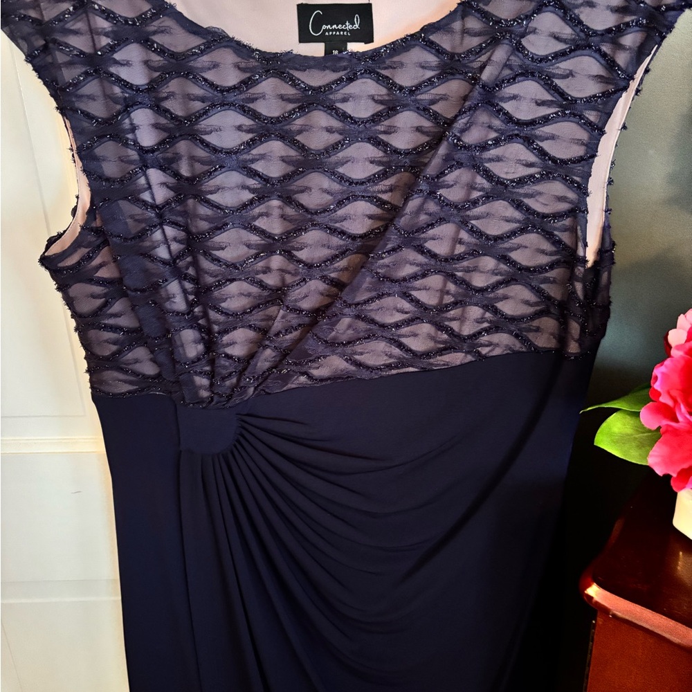 Connected Apparel Blue Ruched Sheath Maxi Dress